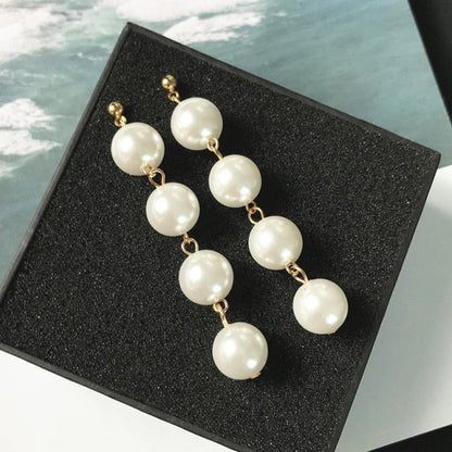 sengpan Luxury Brand Gold Color Star Earrings for Women New Fashion Crystal Pearl Geometric Dangle Earrings Female Wedding Jewelry