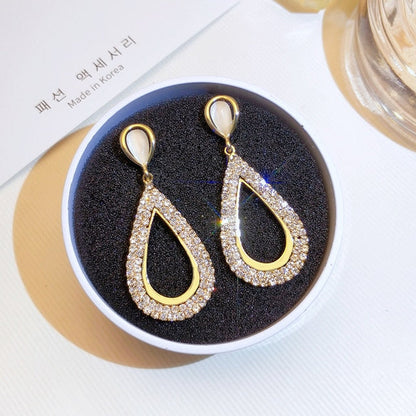 sengpan Luxury Brand Gold Color Star Earrings for Women New Fashion Crystal Pearl Geometric Dangle Earrings Female Wedding Jewelry