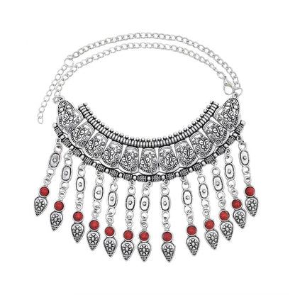 sengpan bridal jewelry set for wedding Bohemian Turkish Ethnic Metal Gypsy Coachella Beach Choker Bib Coin Tassel Collar Necklace For Women Indian Charm Jewelry