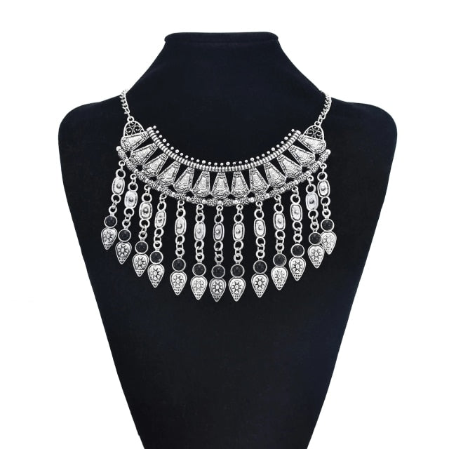 sengpan bridal jewelry set for wedding Bohemian Turkish Ethnic Metal Gypsy Coachella Beach Choker Bib Coin Tassel Collar Necklace For Women Indian Charm Jewelry