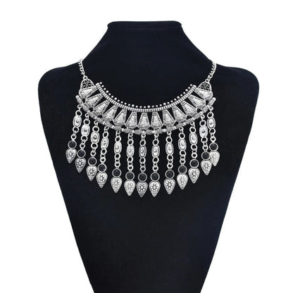 sengpan bridal jewelry set for wedding Bohemian Turkish Ethnic Metal Gypsy Coachella Beach Choker Bib Coin Tassel Collar Necklace For Women Indian Charm Jewelry