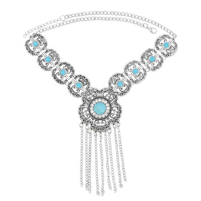 sengpan bridal jewelry set for wedding Bohemian Turkish Ethnic Metal Gypsy Coachella Beach Choker Bib Coin Tassel Collar Necklace For Women Indian Charm Jewelry