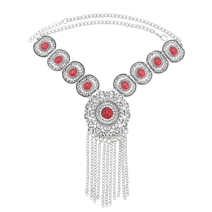 sengpan bridal jewelry set for wedding Bohemian Turkish Ethnic Metal Gypsy Coachella Beach Choker Bib Coin Tassel Collar Necklace For Women Indian Charm Jewelry