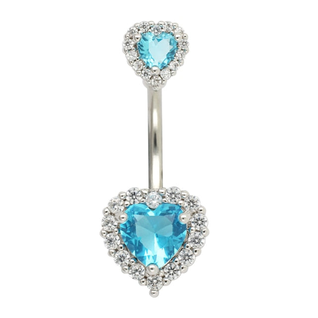 sengpan Christmas wishlist 14G Navel Belly Button Rings Barbell Zircon Heart Sexy Belly Bars Navel Rings Belly Indian Piercing Nombril Belly Jewelry