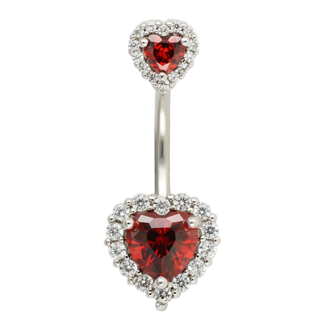 sengpan Christmas wishlist 14G Navel Belly Button Rings Barbell Zircon Heart Sexy Belly Bars Navel Rings Belly Indian Piercing Nombril Belly Jewelry