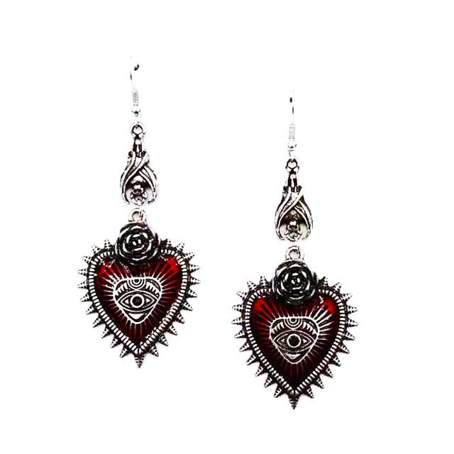 sengpan  gifts for her hot sale new Goth Mysterious Dark Coffin Drop Earrings Jewelry Blood Rose Heart Butterfly Bat Skull Angel Charms Vintage Earrings For Women