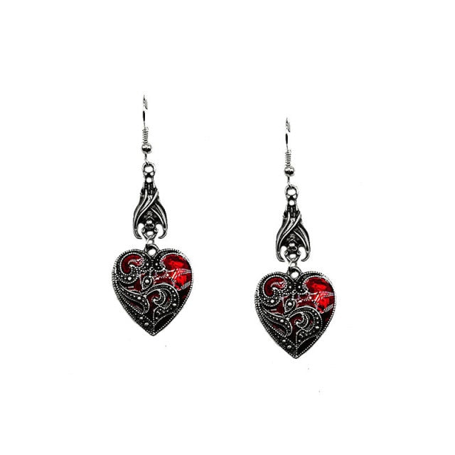 sengpan  gifts for her hot sale new Goth Mysterious Dark Coffin Drop Earrings Jewelry Blood Rose Heart Butterfly Bat Skull Angel Charms Vintage Earrings For Women