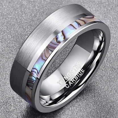 sengpan Christmas wishlist 8mm Fashion Men Rings Simple Abalone Shell Rings Stainless Steel Classic Jewelry For Men Christmas Gift Anniversary Accessories