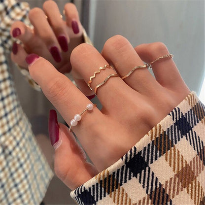 sengpan christmas wishlist gifts for her Hiphop Rock Metal Geometry Circular Punk Rings Set Gold Color Finger Accessories Buckle Joint Tail Ring for Women Jewelry