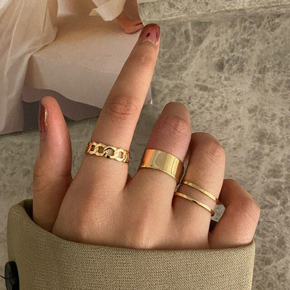 sengpan christmas wishlist gifts for her Hiphop Rock Metal Geometry Circular Punk Rings Set Gold Color Finger Accessories Buckle Joint Tail Ring for Women Jewelry