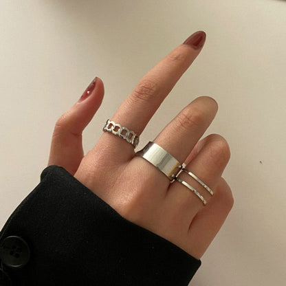 sengpan christmas wishlist gifts for her Hiphop Rock Metal Geometry Circular Punk Rings Set Gold Color Finger Accessories Buckle Joint Tail Ring for Women Jewelry