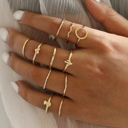 sengpan christmas wishlist gifts for her Hiphop Rock Metal Geometry Circular Punk Rings Set Gold Color Finger Accessories Buckle Joint Tail Ring for Women Jewelry