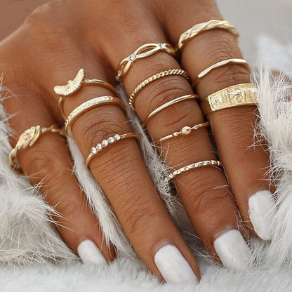 sengpan christmas wishlist gifts for her Hiphop Rock Metal Geometry Circular Punk Rings Set Gold Color Finger Accessories Buckle Joint Tail Ring for Women Jewelry