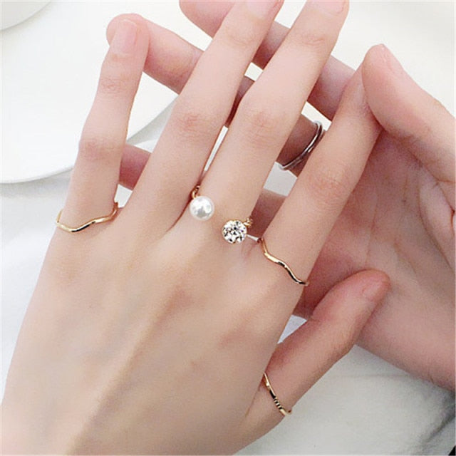 sengpan christmas wishlist gifts for her Hiphop Rock Metal Geometry Circular Punk Rings Set Gold Color Finger Accessories Buckle Joint Tail Ring for Women Jewelry