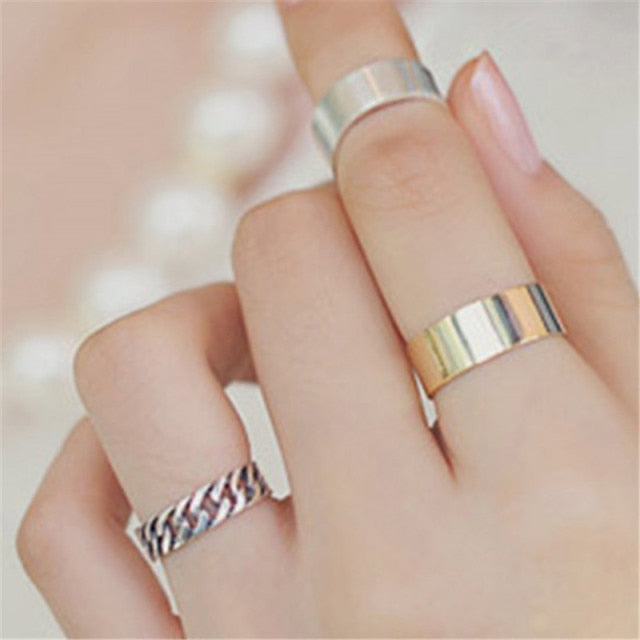 sengpan christmas wishlist gifts for her Hiphop Rock Metal Geometry Circular Punk Rings Set Gold Color Finger Accessories Buckle Joint Tail Ring for Women Jewelry