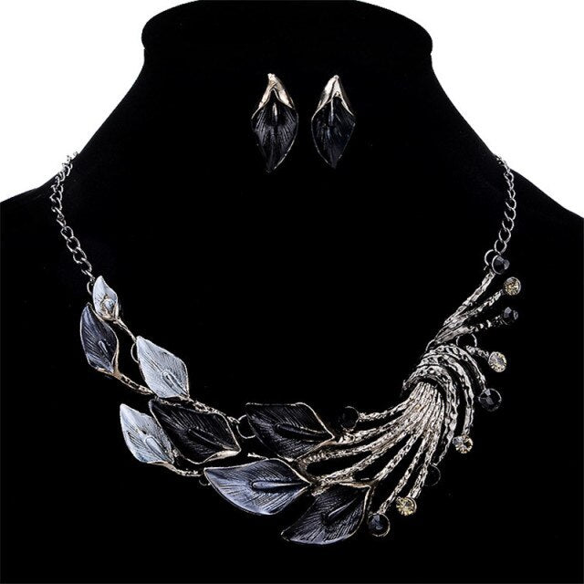 sengpan Ahmed Jewelry Geometry Fashion Metal Tassel Jewelry Set Necklace Earring For Woman New Boho Maxi Statement Collar Necklace HOT