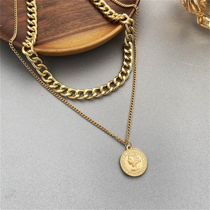 sengpan Vintage MultiLayer Heart Pendants Necklaces For Women Gold Geometric Punk Necklace New Design Wedding Jewelry Girlfriend Gifts