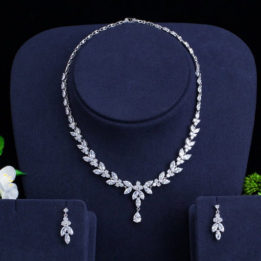 sengpan bridal jewelry set for wedding  Brilliant Cubic Zircon Party Costume Necklace Earrings Wedding Bridal Jewelry Sets Dress Accessories T326