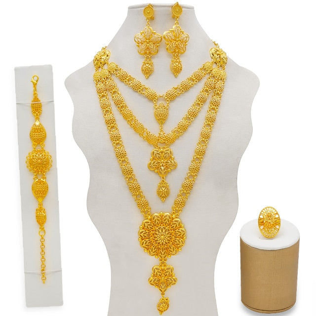 sengpan bridal jewelry set for wedding Bridal Long tassel Necklace Sets For Women Jewelry sets Dubai Nigeria Crystal Wedding Jewelry Sets