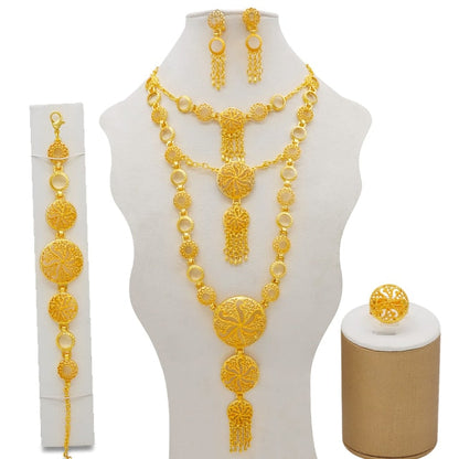 sengpan bridal jewelry set for wedding Bridal Long tassel Necklace Sets For Women Jewelry sets Dubai Nigeria Crystal Wedding Jewelry Sets