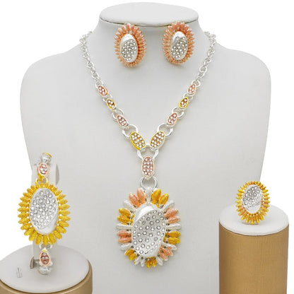 sengpan bridal jewelry set for wedding Bridal Long tassel Necklace Sets For Women Jewelry sets Dubai Nigeria Crystal Wedding Jewelry Sets