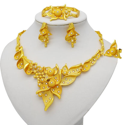 sengpan bridal jewelry set for wedding  circle Gold Jewelry sets African Bridal Wedding Gifts for Women Necklace Bracelet earrings ring set collares Jewellery