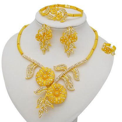 sengpan bridal jewelry set for wedding  circle Gold Jewelry sets African Bridal Wedding Gifts for Women Necklace Bracelet earrings ring set collares Jewellery