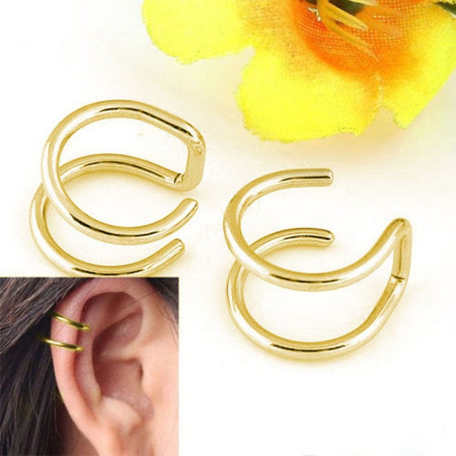 sengpan gifts for women  2 Pcs/set Punk Simple Ear Clip Cuff Wrap Earrings For Women Fashion Jewelry Clip-on Earrings Non-piercing Ear Cuff Eardrop