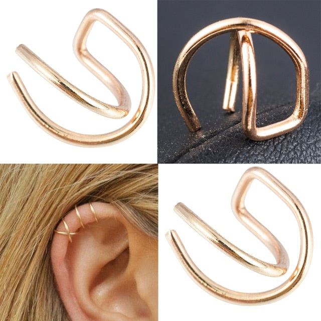 sengpan gifts for women  2 Pcs/set Punk Simple Ear Clip Cuff Wrap Earrings For Women Fashion Jewelry Clip-on Earrings Non-piercing Ear Cuff Eardrop