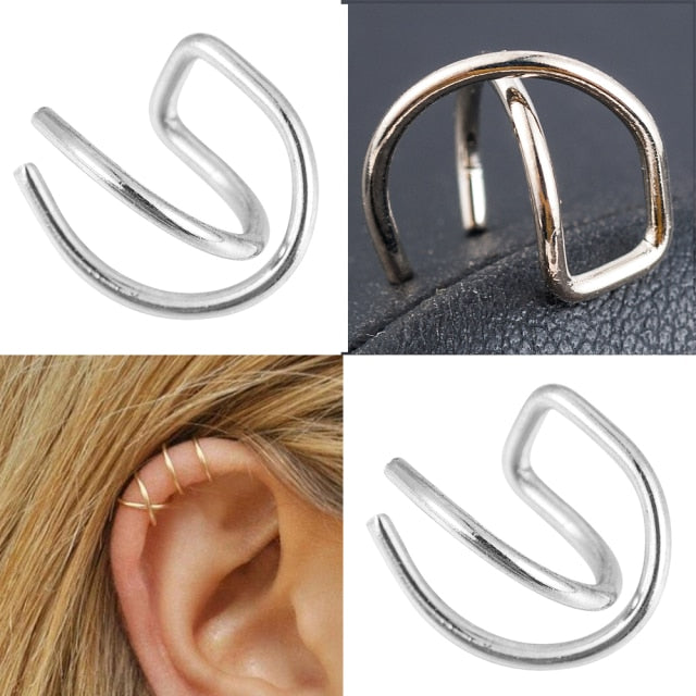 sengpan gifts for women  2 Pcs/set Punk Simple Ear Clip Cuff Wrap Earrings For Women Fashion Jewelry Clip-on Earrings Non-piercing Ear Cuff Eardrop