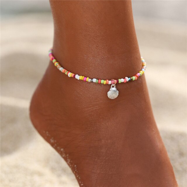 sengpan gifts for her Bohemian Colorful Eye Beads Anklets For Women Gold Color Summer Ocean Beach Ankle Bracelet Foot Leg Chain Jewelry NEW