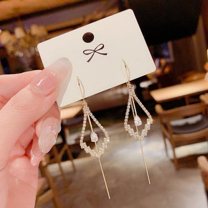 sengpan Elegant Female Square Zircon Drop Earrings Charm Bride Wedding Earrings For Women Fashion Silver Color Tassel Long Earrings