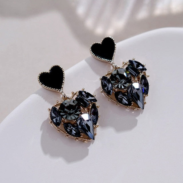 sengpan New jewelry fashion Black Color Bowknot Cube Crystal Earring Square bow Earrings for Women Pretty gift