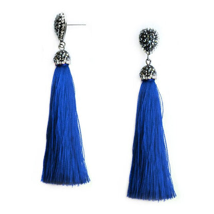 sengpan Shiny Crystal Tassel Earrings Bohemian Rhinestone Pendant Statement Long Fringe Earrings for Women Fashion Jewelry