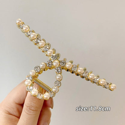 sengpan Christmas gifts ideas Korean Gold Metal Hair Claws Makeup Hair Accessories For Women Pearl Clamps Clip Jewelry Simple Rhinestone Claw Girls Headwear