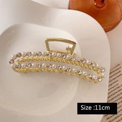 sengpan Christmas gifts ideas Korean Gold Metal Hair Claws Makeup Hair Accessories For Women Pearl Clamps Clip Jewelry Simple Rhinestone Claw Girls Headwear