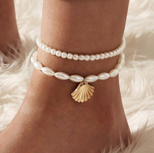 sengpan  Bohemian Shell Beads Starfish Anklets for Women Beach Anklet Leg Bracelet Handmade Boho Foot Chain Jewelry Sandals Gift