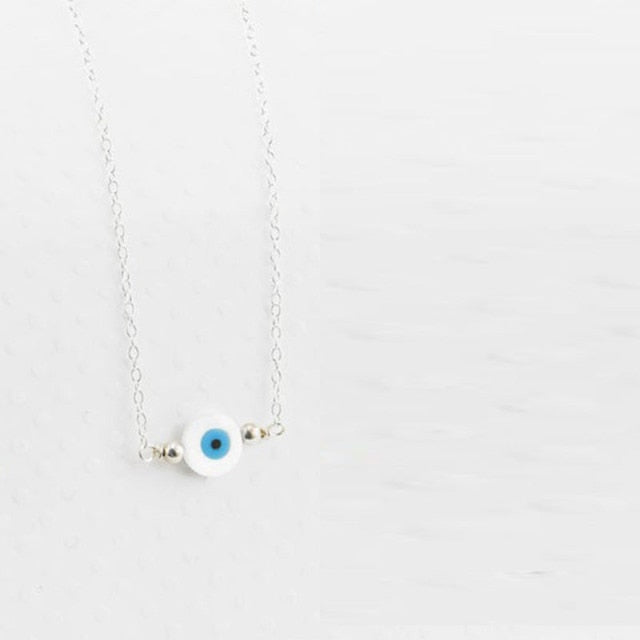 sengpan Blue Evil Eye Necklace, Handmade Turkish Glass and 18kt gold filled