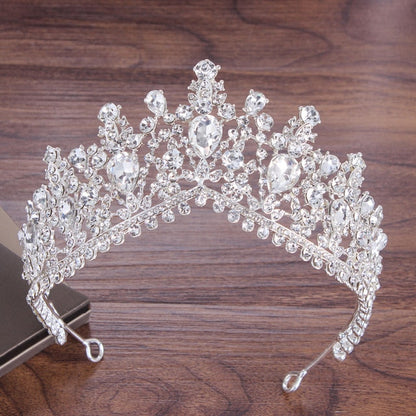 sengpan Gorgeous Crystal AB Bridal Jewelry Sets Fashion Tiaras Earrings Necklaces Set for Women Wedding Dress Crown Jewelry Set