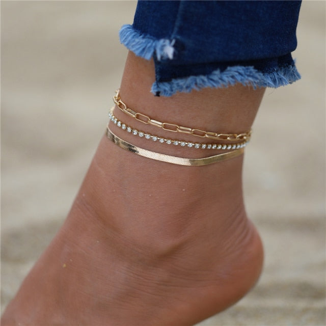 sengpan Bohemian Gold Butterfly Anklets For Women Fashion Siilver Color Beads Anklet Summer Beach Ankle Bracelet Foot Chain Jewelry