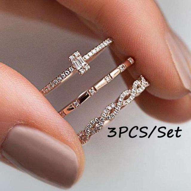 sengpan Christmas gifts for her Fashion 4PCS/Set Party Ring Set Valentines Gift Christmas Gifts Zircon Engagement Shiny Crystal Wedding Ring Jewelry