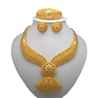 sengpan bridal jewelry set for wedding Bridal Fashion Dubai Gold Jewelry Sets Nigerian Woman Wedding African Beads Jewelry Set Wholesale design