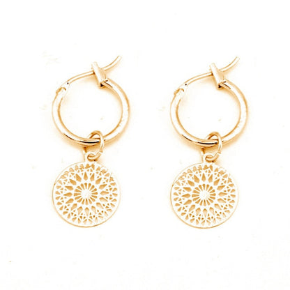 sengpan Funny Smile Face Hoop Earrings Pendant For Women Gold Alloy Geometric Carving Earring Jewelry Accessory Statement Gifts