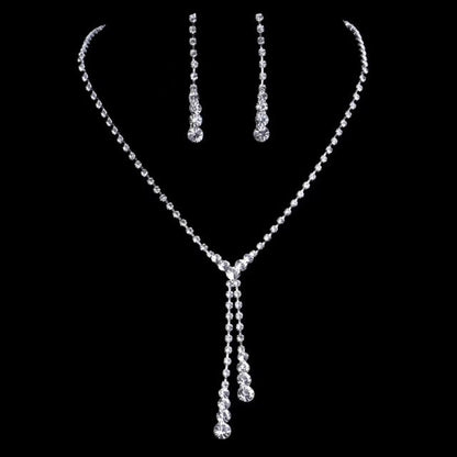 sengpan Long Tassel Wedding Jewelry Sets AB Color Crystal Necklace Earrings set Gifts for Women Dating Party Dresses Accessories