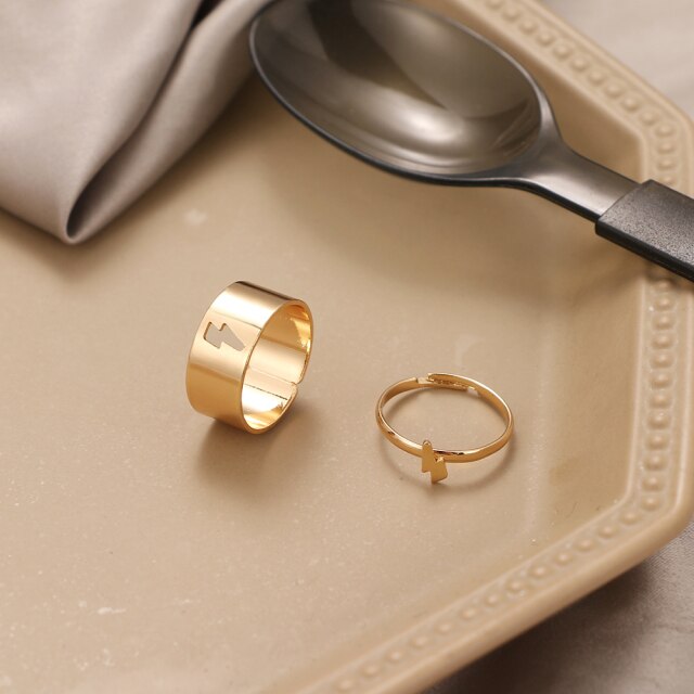 sengpan bridal jewelry set for wedding Trendy Gold Airplane Snake Dinosaur Rings For Women Men Lover Couple Rings Set Friendship Wedding Open Rings Jewelry