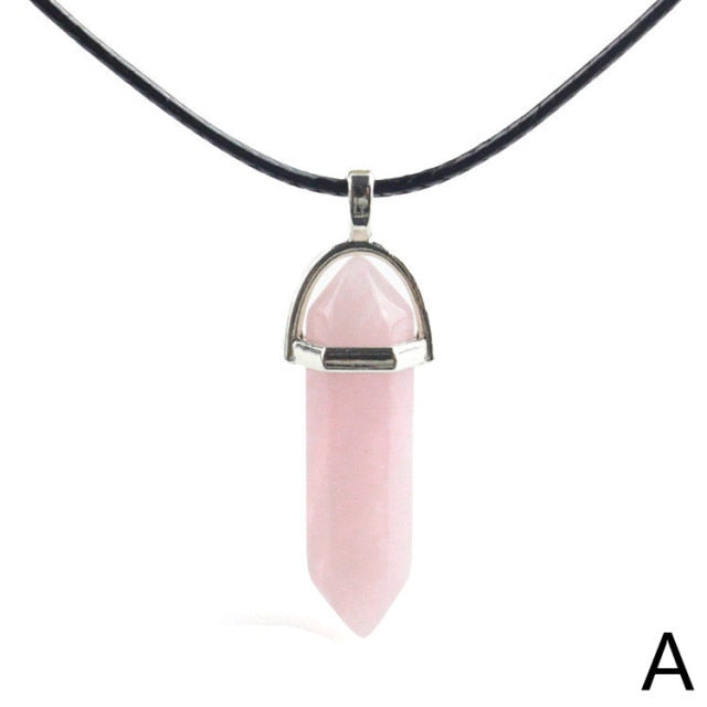 sengpan Christmas gifts ideas Natural Stone Necklace Hexagonal Column Pendant Natural Crystal Pendants Hexagonal Column Bullet Hexagonal Necklace Women