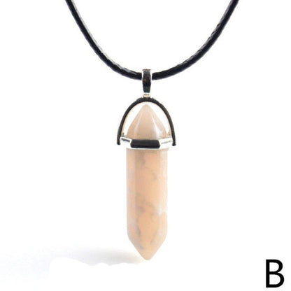 sengpan Christmas gifts ideas Natural Stone Necklace Hexagonal Column Pendant Natural Crystal Pendants Hexagonal Column Bullet Hexagonal Necklace Women