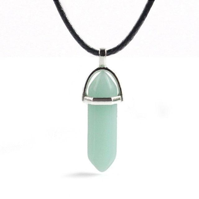 sengpan Christmas gifts ideas Natural Stone Necklace Hexagonal Column Pendant Natural Crystal Pendants Hexagonal Column Bullet Hexagonal Necklace Women