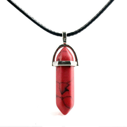 sengpan Christmas gifts ideas Natural Stone Necklace Hexagonal Column Pendant Natural Crystal Pendants Hexagonal Column Bullet Hexagonal Necklace Women