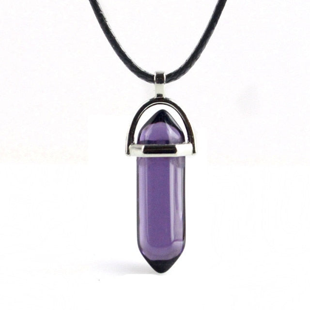 sengpan Christmas gifts ideas Natural Stone Necklace Hexagonal Column Pendant Natural Crystal Pendants Hexagonal Column Bullet Hexagonal Necklace Women